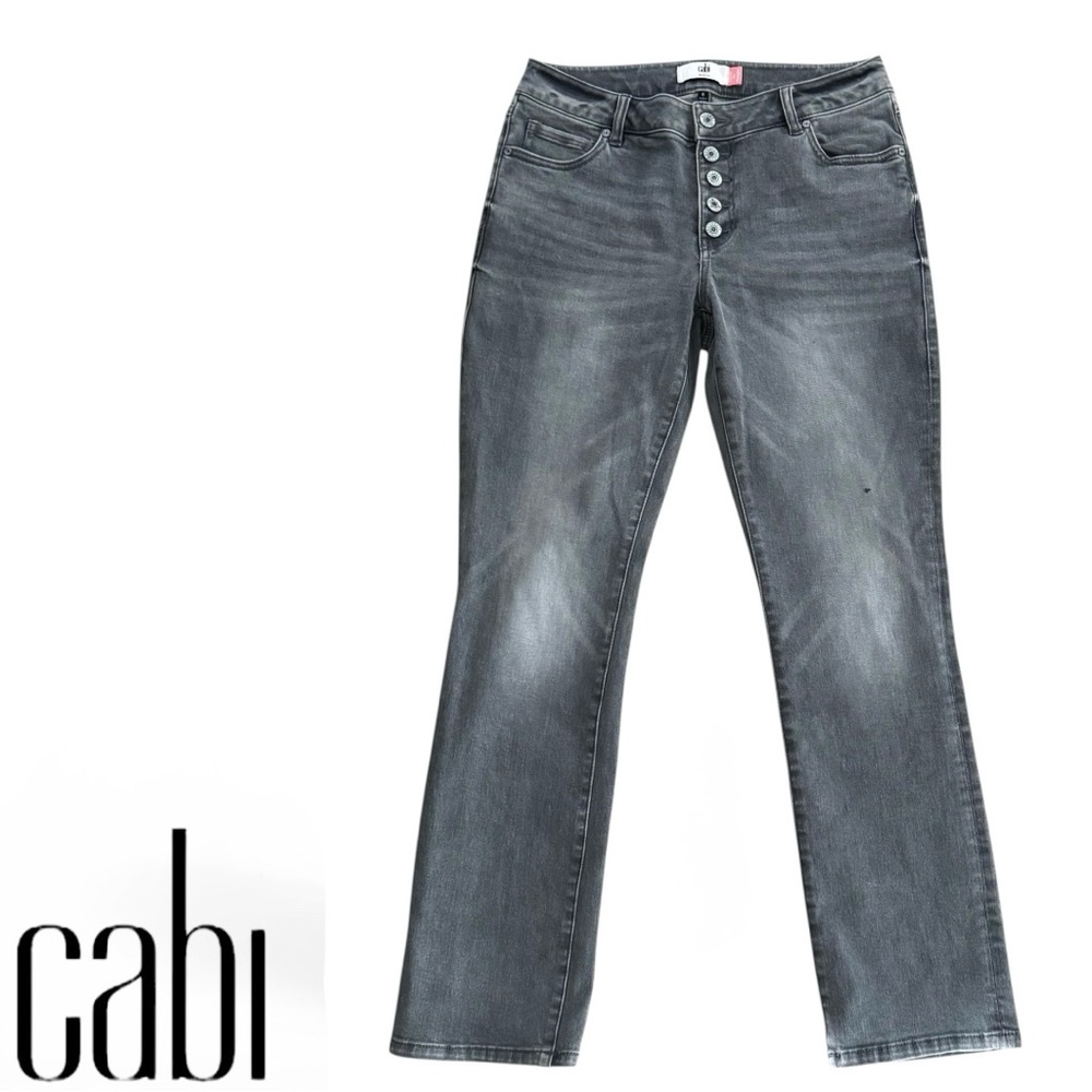 NWOT CAbi Button Fly Straight Leg Steel Gray Jeans Style #4520 Size 8